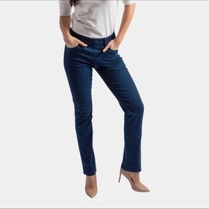 Betabrand Yoga Denim Straight Leg Jeans Blue Stretch Size Medium